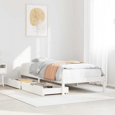 Bedframe zonder matras massief grenenhout wit 75x190 cm