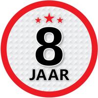 8 jaar leeftijd sticker - rond - Dia 15 cm - 8 jaar verjaardag - jubileum - leeftijd versiering