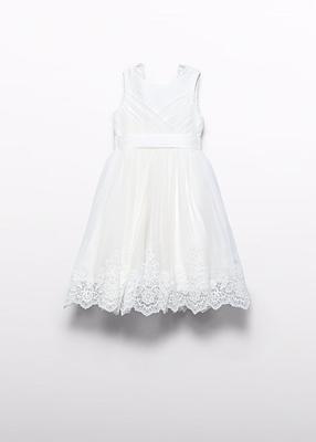 Abel & Lula Zomer jurk tule embroidery meisjes - creme wit