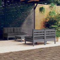 5-delige Loungeset met antracietkleurige kussens grenenhout