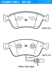 Remblokkenset, schijfrem ATE, u.a. fÃ¼r VW, Audi