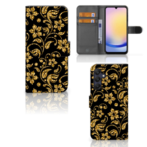 Samsung Galaxy A25 Hoesje Gouden Bloemen