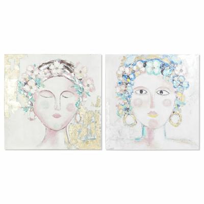 Schilderij DKD Home Decor 100 x 3,5 x 100 cm Vrouw Scandinavisch (2 Stuks)