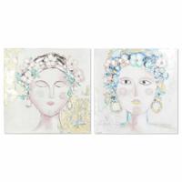 Schilderij DKD Home Decor 100 x 3,5 x 100 cm Vrouw Scandinavisch (2 Stuks)