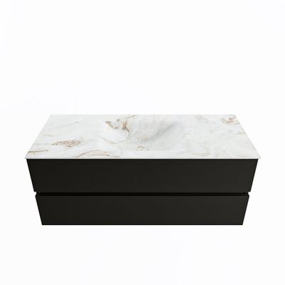 MONDIAZ VICA-DLUX 120cm badmeubel onderkast Urban 2 lades. Inbouw wastafel CLOUD midden 1 kraangat, kleur Frappe.