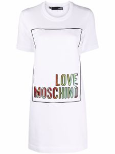 Love Moschino robe à logo imprimé - Blanc