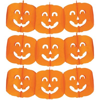 Halloween feestslinger pompoenen - 3x - 3 meter - oranje - van papier