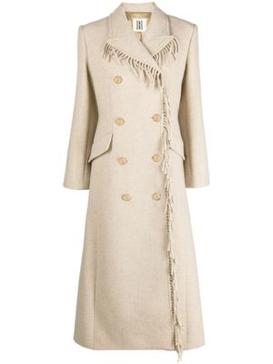 By Malene Birger manteau long Gardeniia à franges - Marron
