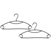5Five Kledinghangers - 24x stuks - geribbeld kunststof - zwart - 40 x 20 cm