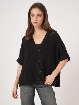 Grof gebreid ajour poncho vest
