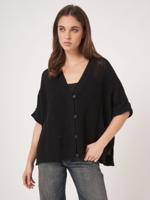 Grof gebreid ajour poncho vest