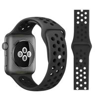 Dual-color Apple Watch Series 9/8/SE (2022)/7/SE/6/5/4/3/2/1 siliconen sportband- zwart