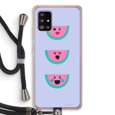 Smiley watermeloen: Samsung Galaxy A51 5G Transparant Hoesje met koord