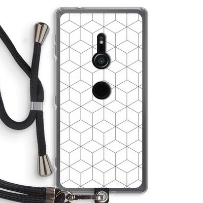 Zwart-witte kubussen: Sony Xperia XZ2 Transparant Hoesje met koord