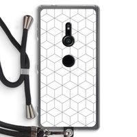 Zwart-witte kubussen: Sony Xperia XZ2 Transparant Hoesje met koord