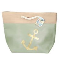 Strandtas groen met anker 38 x 51 cm