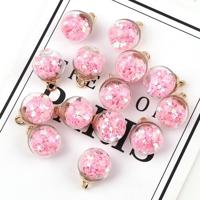 50pcs 16mm Colorful Transparent Glass Ball Star Charms Pendant(PinK)