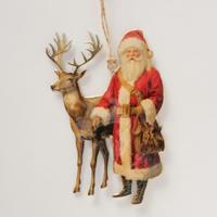 Boltze Home kersthanger kerstman jultomten 10x15,2cm metaal
