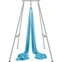 VEVOR Aerial yoga-hangmat met yogaframe 12 x 2,6 m, blauw yogaschommel Air Flying, yogaschommel hangmatschommel 250 kg max. draagvermogen, inclusief yogasokken en voetkussens, anti-zwaartekrachtoefeningen