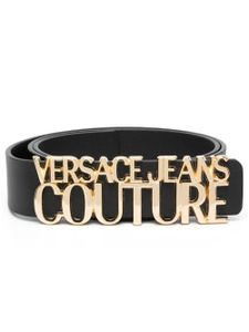 Versace Jeans Couture ceinture en cuir à plaque logo - Noir