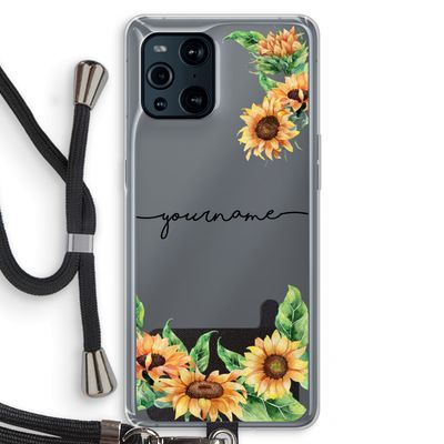 Zonnebloemen: Oppo Find X3 Transparant Hoesje met koord