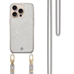 iPhone 16 Pro hoesje met grijs koord - Abstract waves