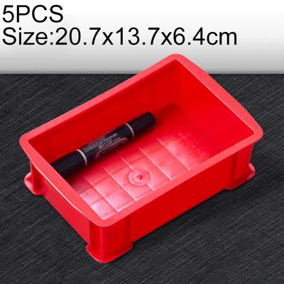 5 pc's dikke multi materiële functievak gloednieuwe plat kunststofonderdelen vak gereedschapskist grootte: 20.7 X 13.7 cm X 6.4cm(Red)