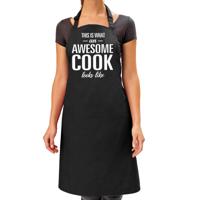 Awesome cook Schort - geweldige kok / kokkin cadeau - zwart - dames - beroepen schort / verjaardag -