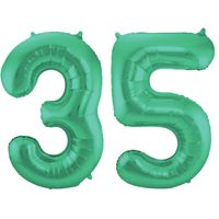 Leeftijd feestartikelen/versiering grote folie ballonnen 35 jaar glimmend groen 86 cm - Ballonnen - thumbnail