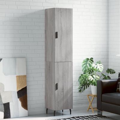 Hoge kast 34,5x34x180 cm bewerkt hout grijs sonoma eikenkleurig