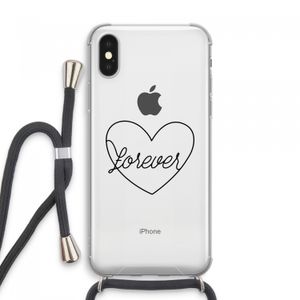 Forever heart black: iPhone XS Max Transparant Hoesje met koord