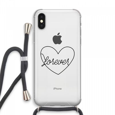 Forever heart black: iPhone XS Max Transparant Hoesje met koord
