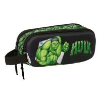 Pennenetui met 2 vakken Hulk Zwart Groen 21 x 8 x 6 cm 3D