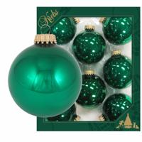 Krebs Kerstballen - 8x - emerald groen - glas - glans - 7 cm