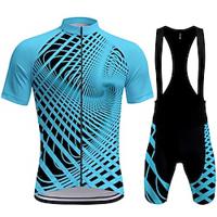 Voor heren Wielrenshirt met strakke shorts Korte mouw Bergracen Wegwielrennen Wit Geel Blauw Fietsen Spandex Sport Geometrisch Kleding Lightinthebox