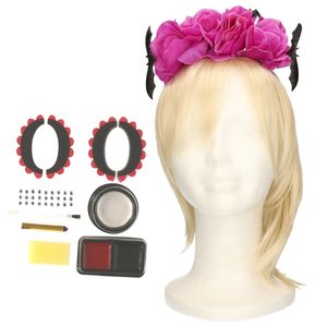 Verkleed setje Day of the Dead - sugar skull schmink en diadeem - Halloween/Carnaval accessoires