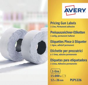 Avery YPLP1226 etiketten voor prijstang permanent, ft 12 x 26 mm, 15 000 etiketten, geel