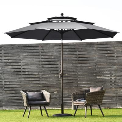 Windbestendig Stabiel Parasol 300 cm Tuinparasol met Zwengel Knikbaar Aluminium Terrasparasol Geventileerd UV-Bescherming Zonwering