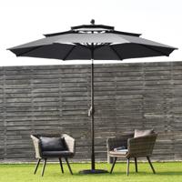 Windbestendig Stabiel Parasol 300 cm Tuinparasol met Zwengel Knikbaar Aluminium Terrasparasol Geventileerd UV-Bescherming Zonwering
