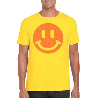 Verkleed T-shirt voor heren - Smile Emoticon - geel - carnaval/foute party - feestkleding
