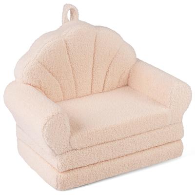 2-in-1 Uitklapbare Kinderbank Kinderfauteuil met Slaapfunctie Kinderbank voor Jongens en Meisjes Vanaf 3 Jaar-Beige