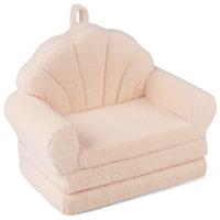 2-in-1 Uitklapbare Kinderbank Kinderfauteuil met Slaapfunctie Kinderbank voor Jongens en Meisjes Vanaf 3 Jaar-Beige