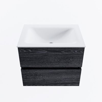 MONDIAZ VICA 60cm badmeubel onderkast Antracite 2 lades. Wastafel CLOUD midden zonder kraangat, kleur Talc.