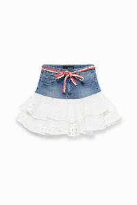 Denim minirok met ruches - BLUE - 3/4