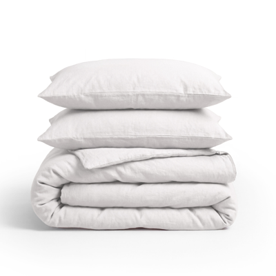 Dekbedovertrek Linnen Uni - Wit - Eenpersoons (140x200 Cm) - Wit Linnen - Effen - Primaviera Deluxe - Dekbed-Discounter.nl