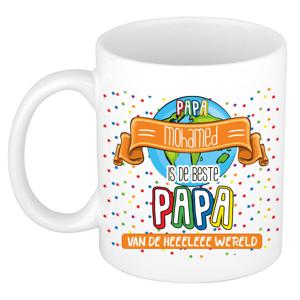 Naam mok papa Mohamed - wit - de beste - keramiek - 300 ml - Vaderdag/verjaardag