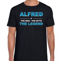 Naam cadeau t-shirt Alfred - the legend zwart voor heren