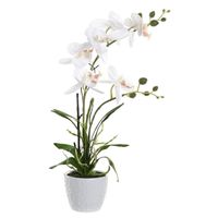 Items Orchidee bloemen kunstplant in witte bloempot - witte bloemen - H45 cm   -