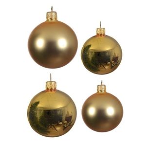 Glazen kerstballen pakket goud glans/mat 38x stuks 4 en 6 cm