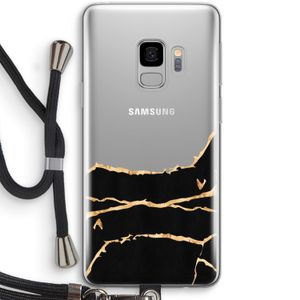 Gouden marmer: Samsung Galaxy S9 Transparant Hoesje met koord